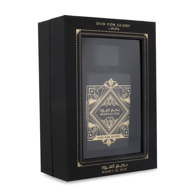 Lattafa Bade'e Al Oud For Glory EDP 100ml detalle - Atavió Bravo